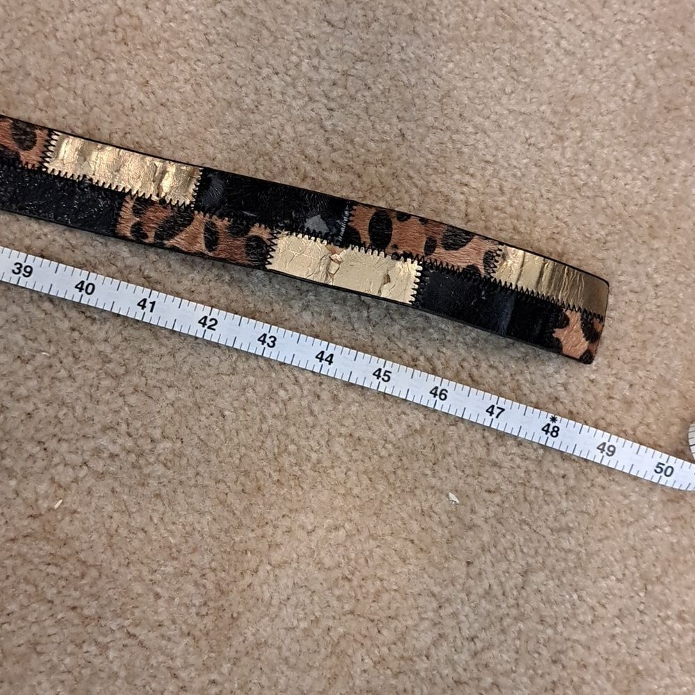 Guess Vintage Y2K Women’s Belt Reversible Gold Tone Buckle Black Animal Size 48” - Picture 8 of 12